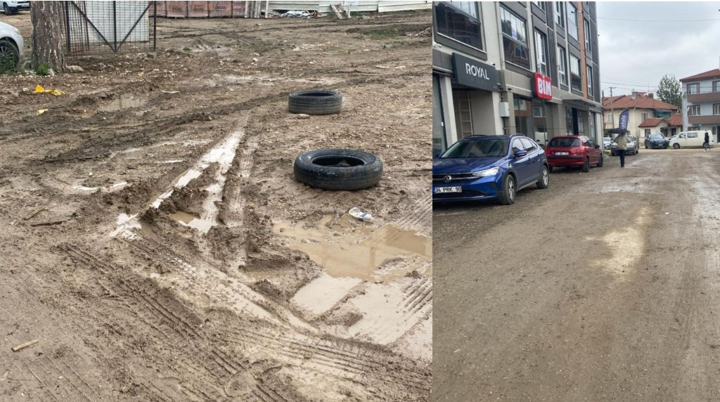 Belediye önüne 200 metre mesafede ÇAMUR DERYASI yollar