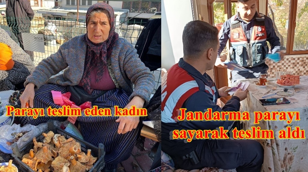 Tezgahın önünde düşürülen 140 bin lira değerindeki Avro’yu jandarmaya teslim etti