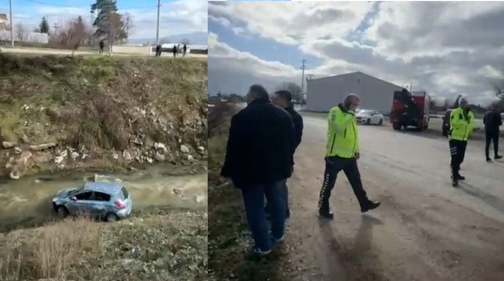 Kontrolden çıkan otomobil, dereye uçtu: 3 yaralı