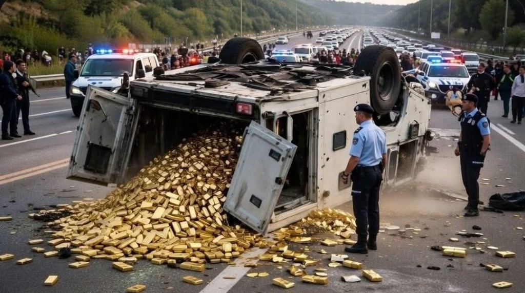 Zırhlı araç kaza yaptı, külçe altınlar yola saçıldı