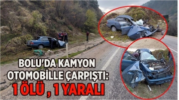 Kamyon otomobille çarpıştı: 1 ölü, 1 yaralı