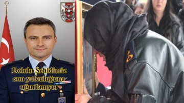 Bolulu şehit pilot son yolculuğuna uğurlandı. Eşi askeri montuyla ayakta durmaya çalıştı