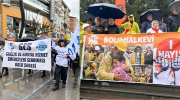Bolu'da 1 Mayıs yağmur altında kutlandı